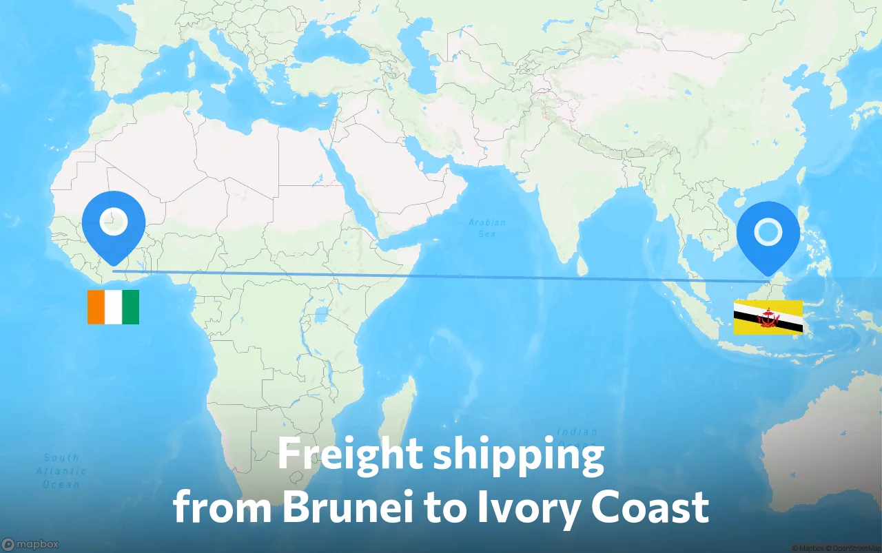 Shipping route from Brunei to Ivory Coast
