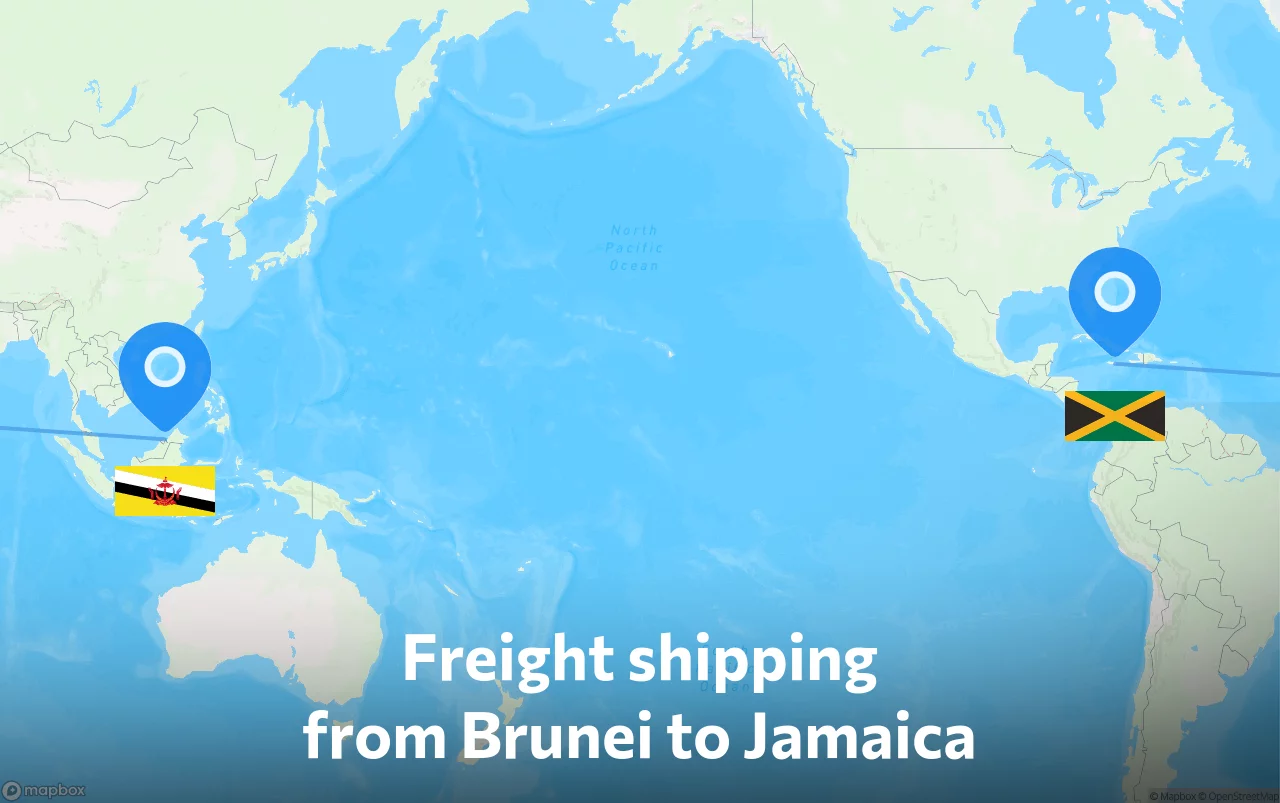 Shipping route from Brunei to Jamaica
