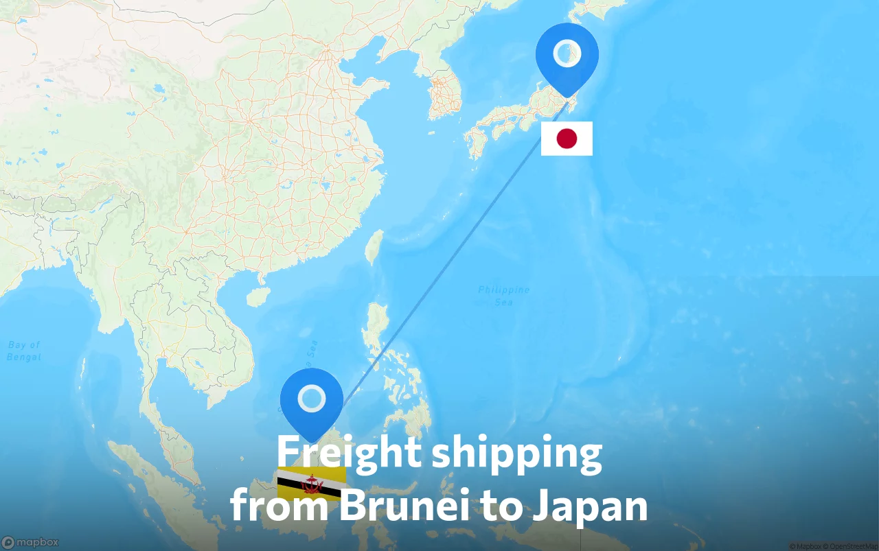 Shipping route from Brunei to Japan