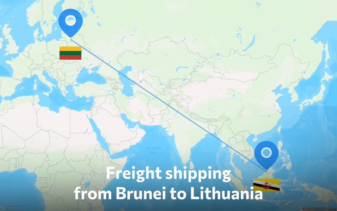 Shipping route from Brunei to Lithuania