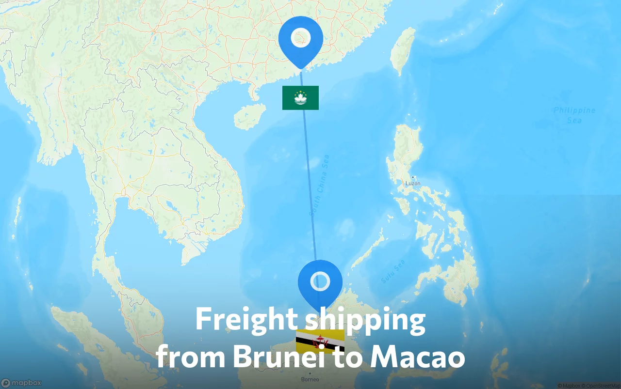 Shipping route from Brunei to Macao