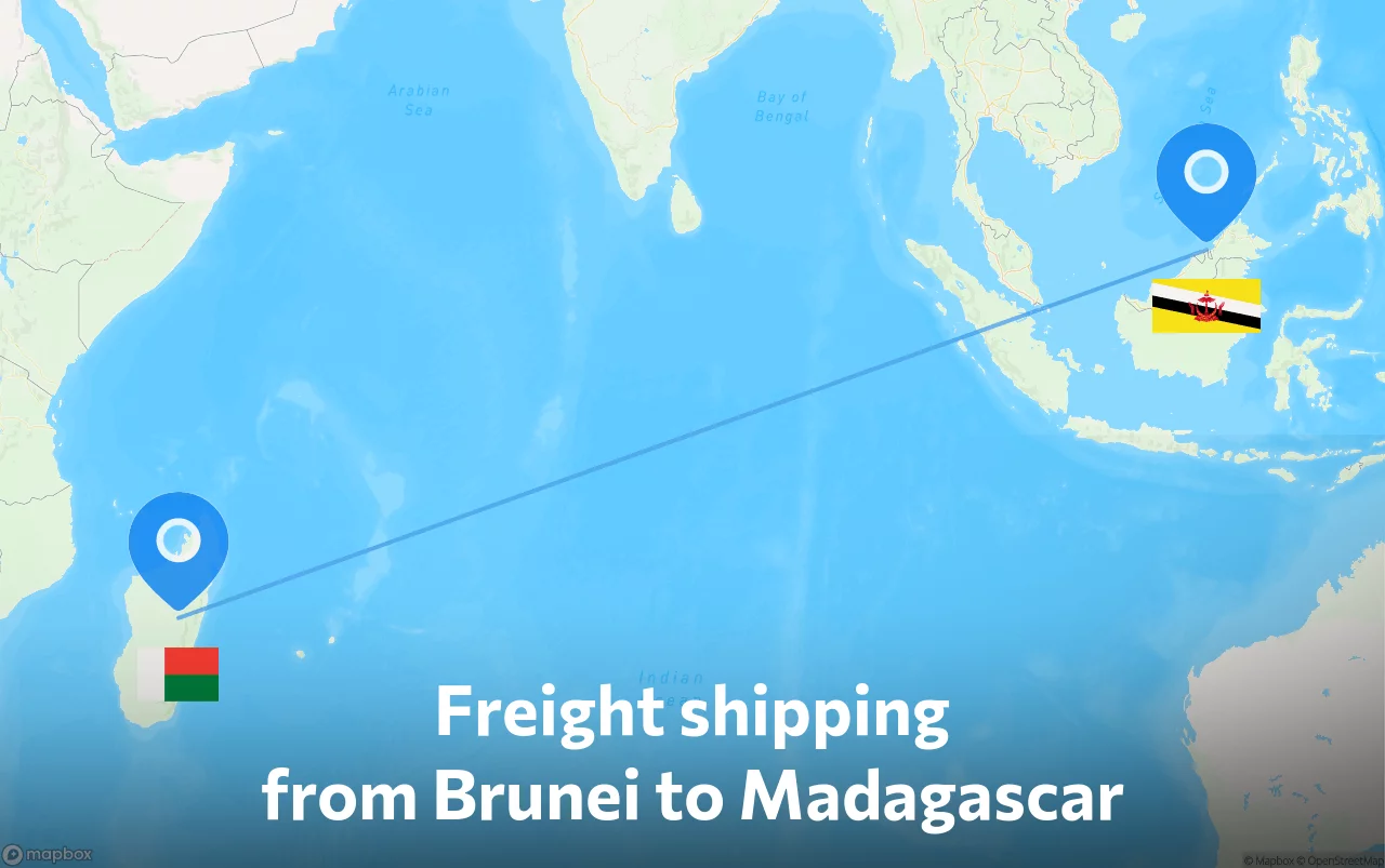 Shipping route from Brunei to Madagascar