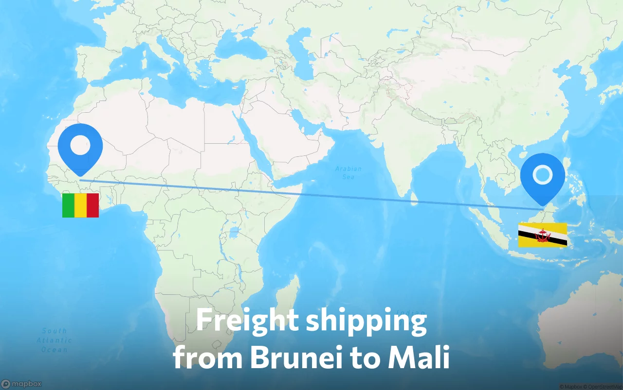 Shipping route from Brunei to Mali