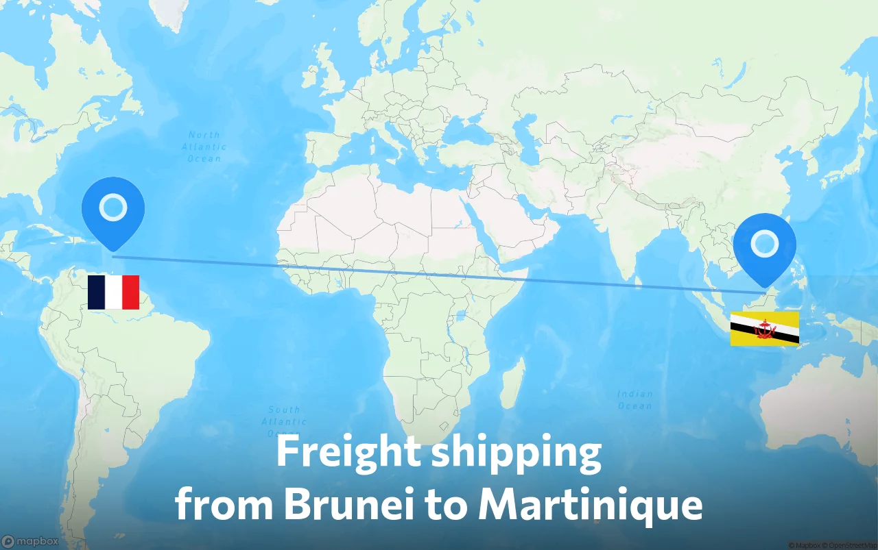 Shipping route from Brunei to Martinique