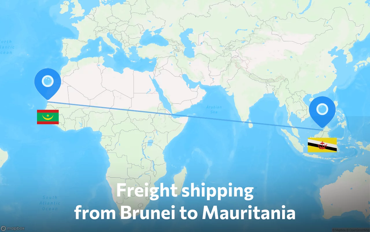 Shipping route from Brunei to Mauritania