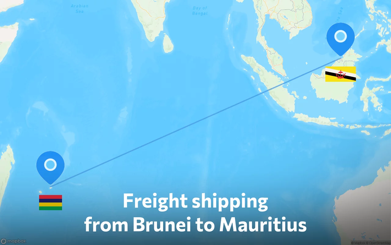 Shipping route from Brunei to Mauritius