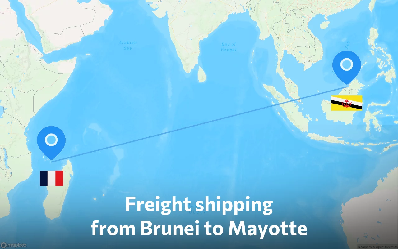 Shipping route from Brunei to Mayotte