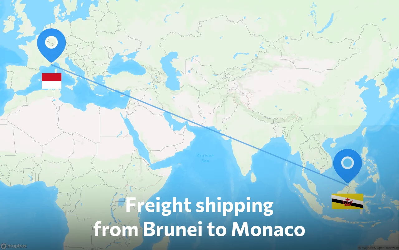 Shipping route from Brunei to Monaco