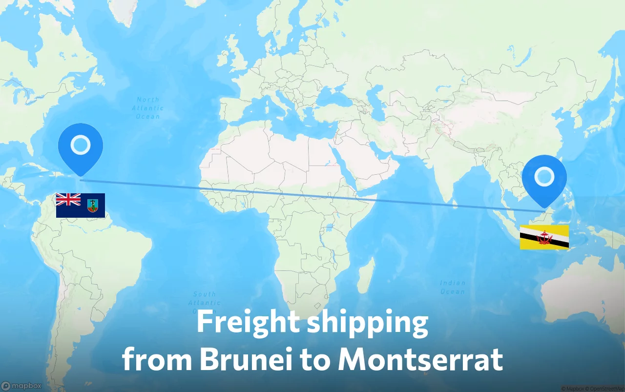Shipping route from Brunei to Montserrat