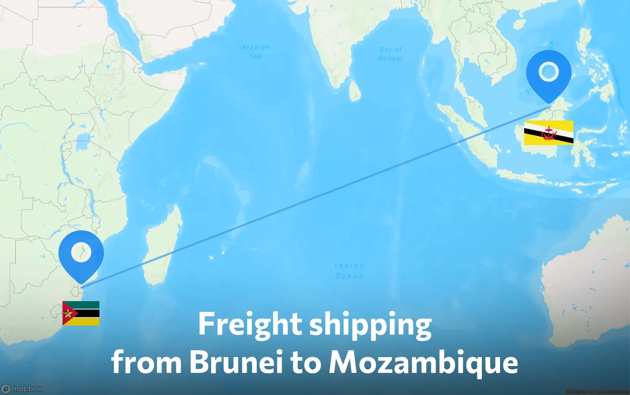 Shipping route from Brunei to Mozambique