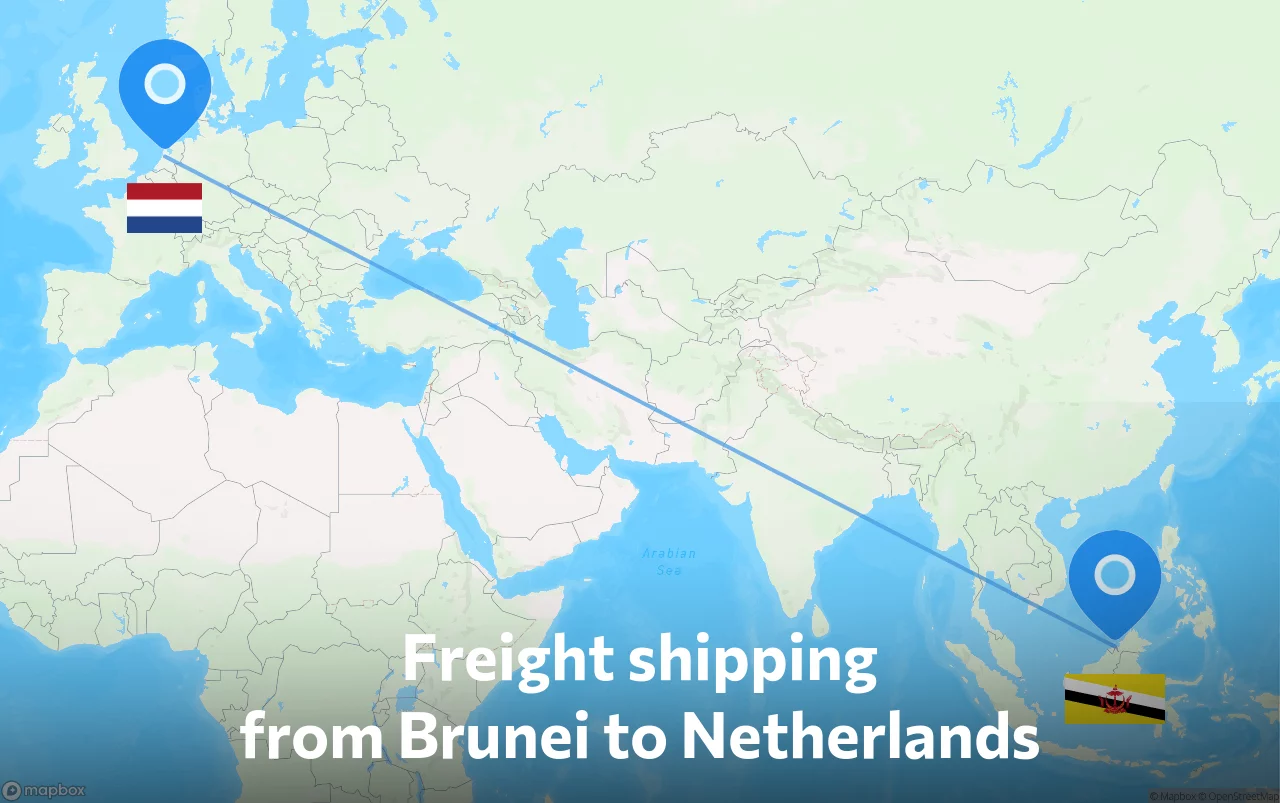 Shipping route from Brunei to Netherlands