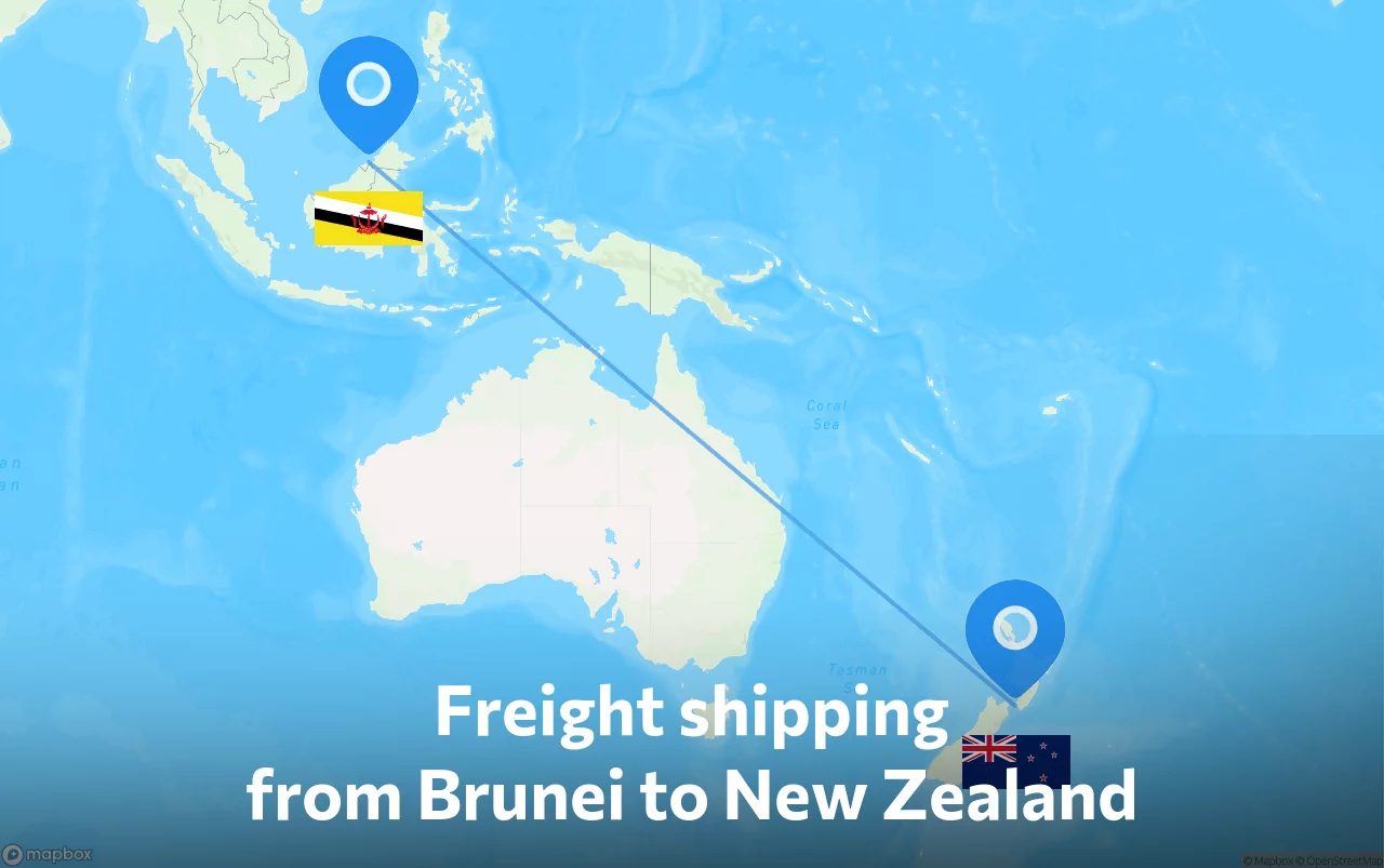 Shipping route from Brunei to New Zealand