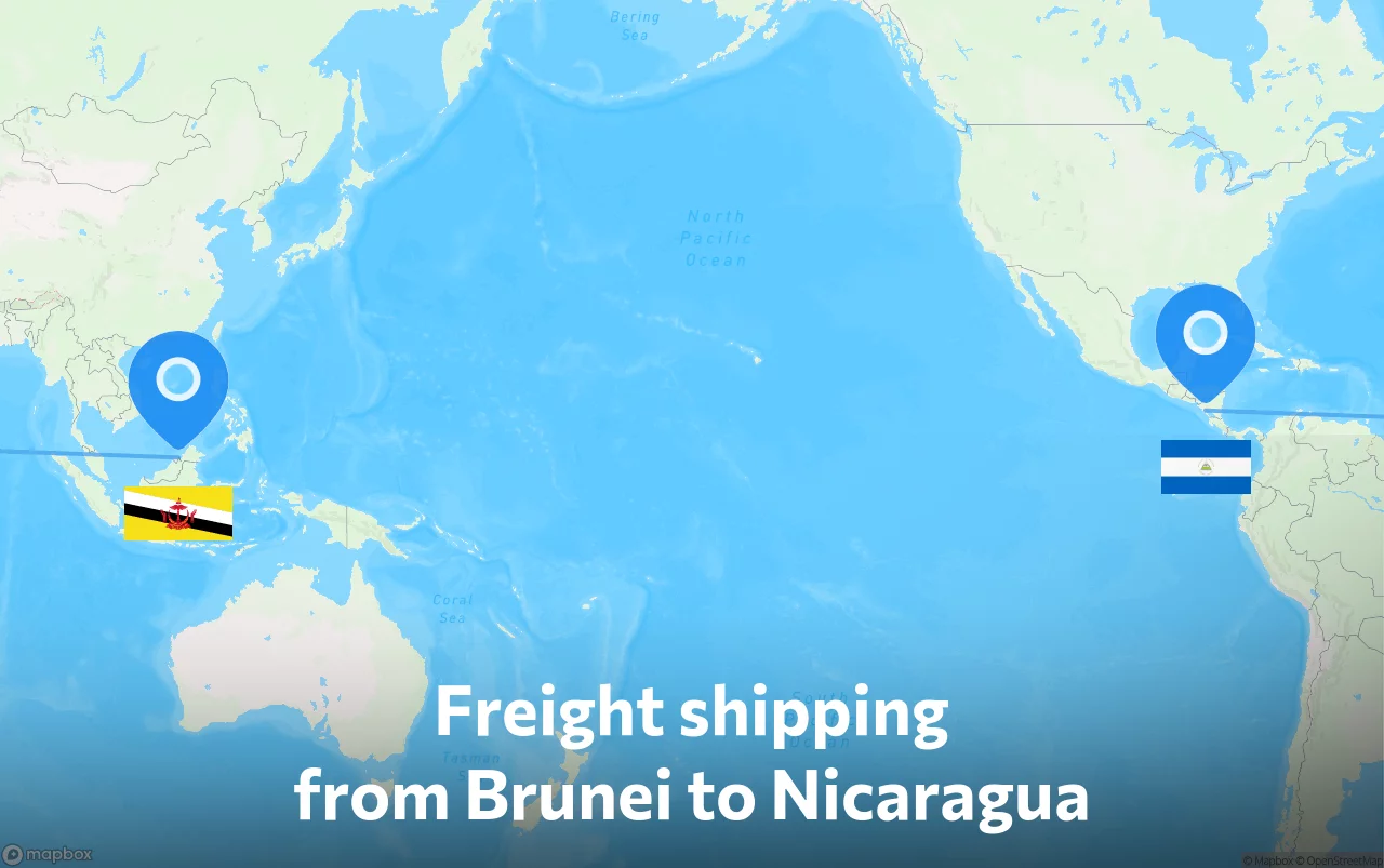 Shipping route from Brunei to Nicaragua