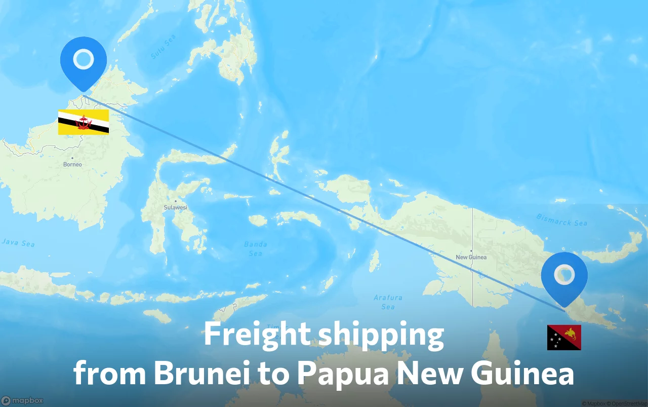 Shipping route from Brunei to Papua New Guinea