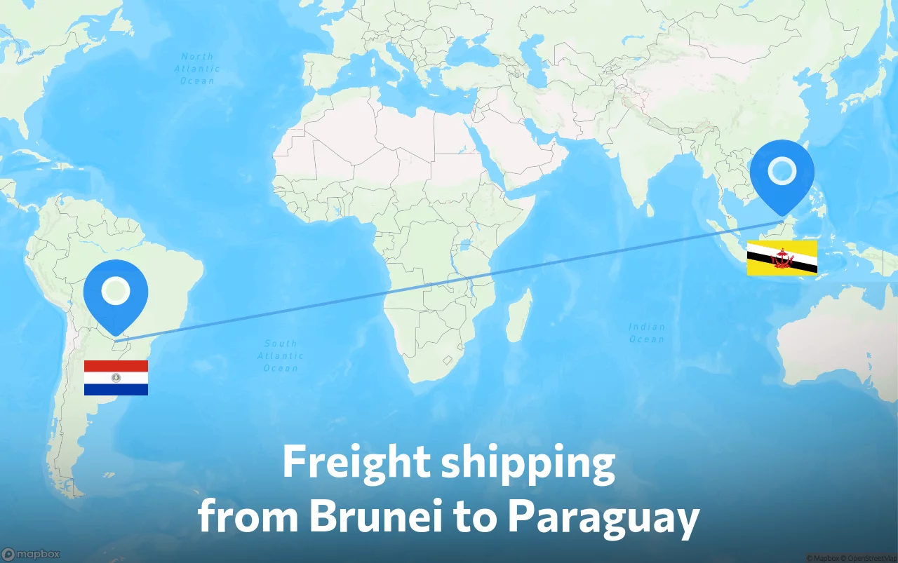 Shipping route from Brunei to Paraguay