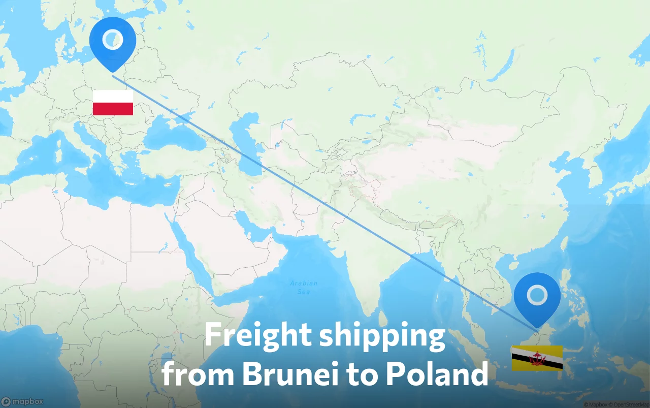 Shipping route from Brunei to Poland