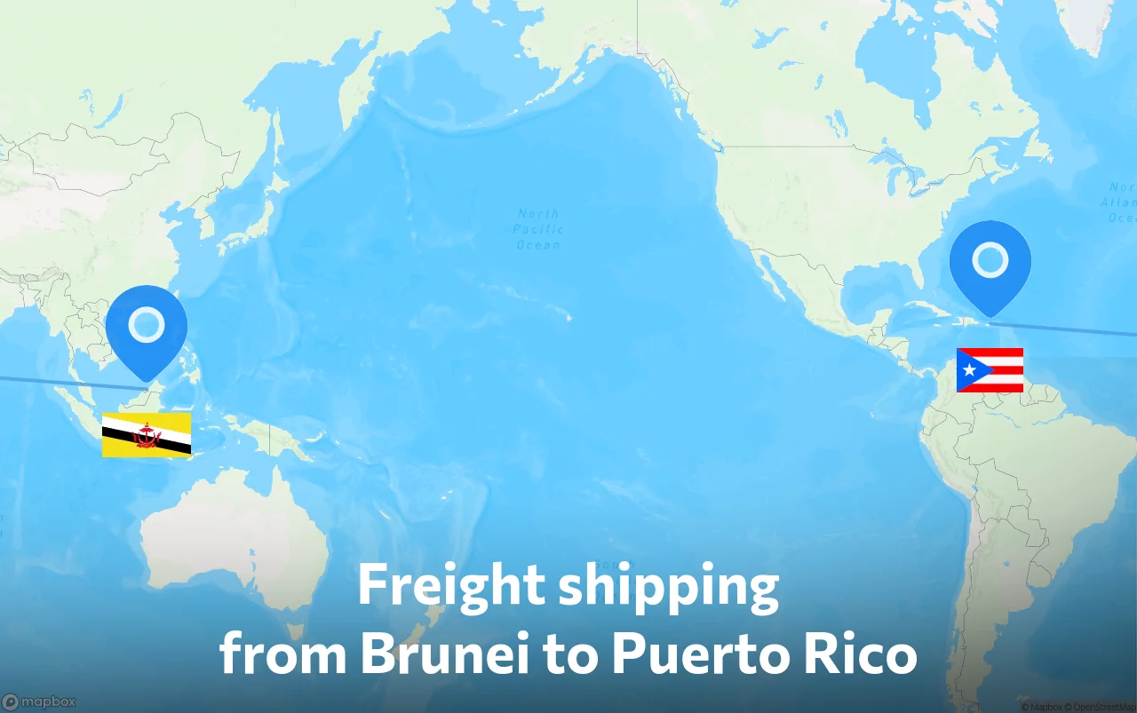Shipping route from Brunei to Puerto Rico