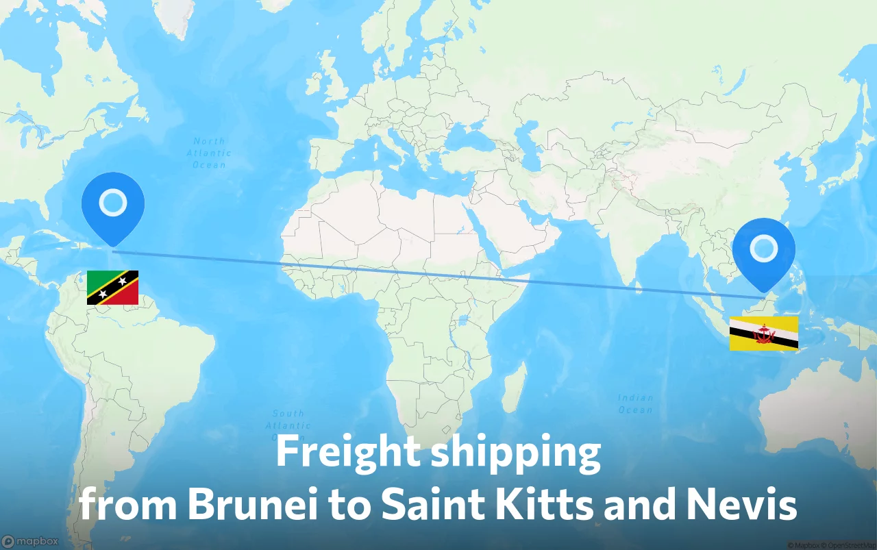 Shipping route from Brunei to Saint Kitts and Nevis