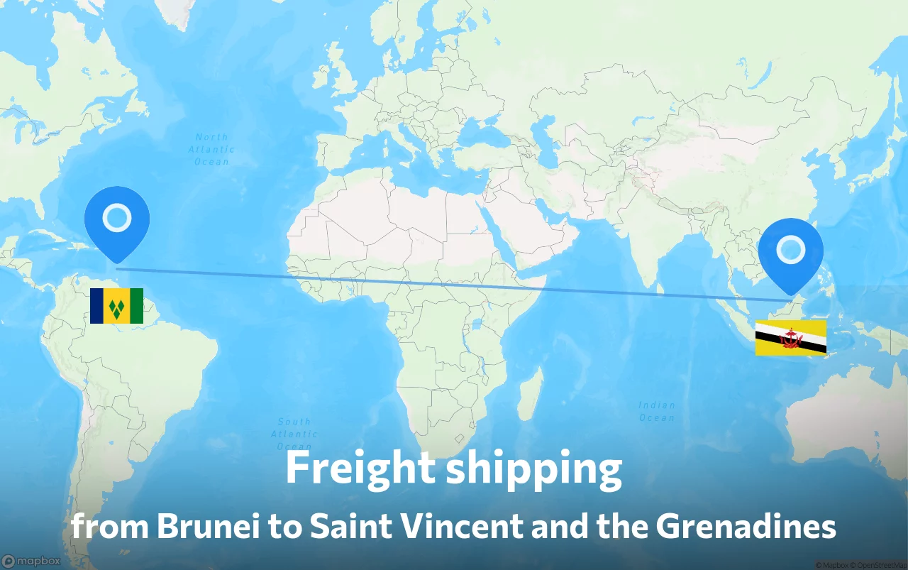 Shipping route from Brunei to Saint Vincent and the Grenadines
