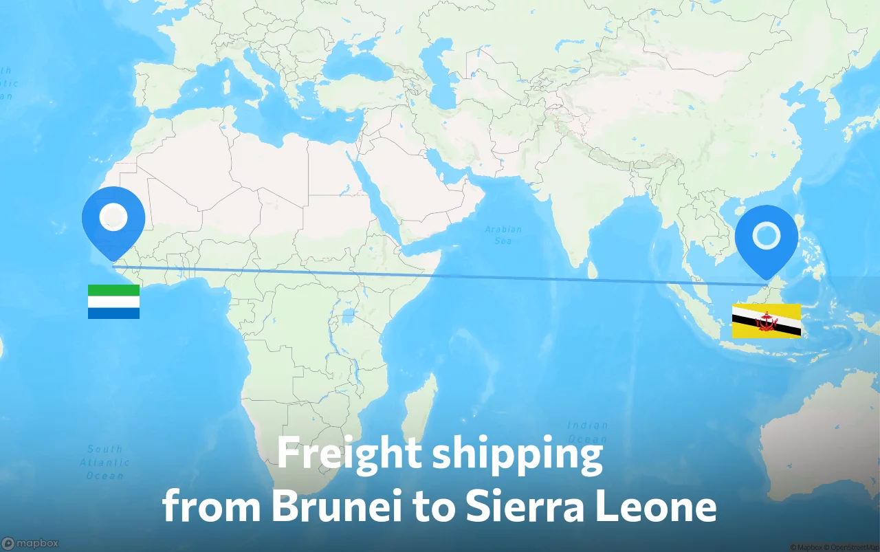Shipping route from Brunei to Sierra Leone