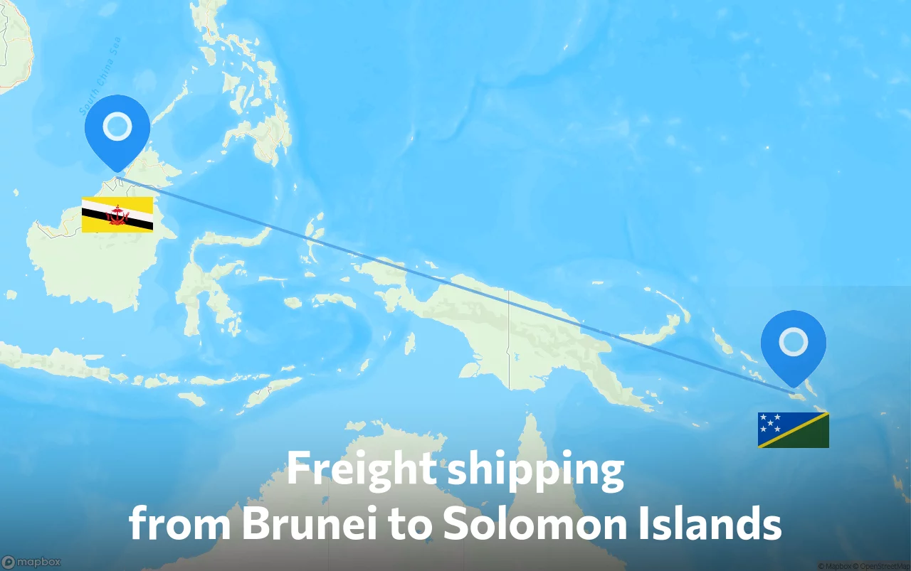 Shipping route from Brunei to Solomon Islands