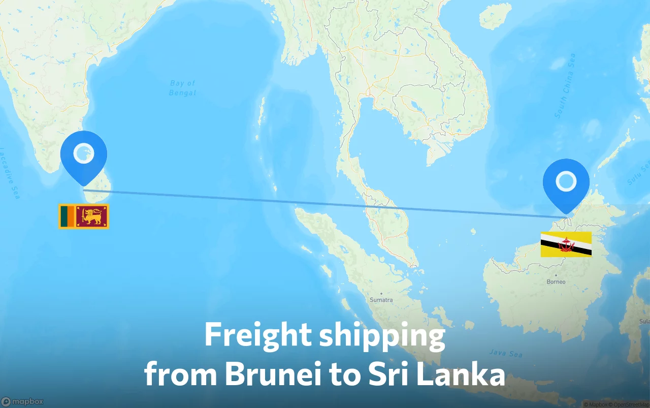 Shipping route from Brunei to Sri Lanka
