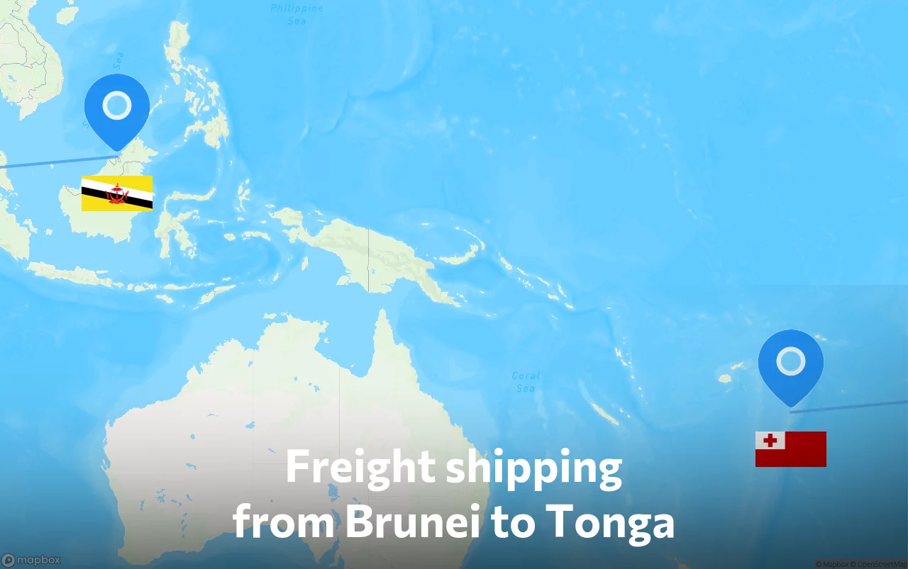 Shipping route from Brunei to Tonga