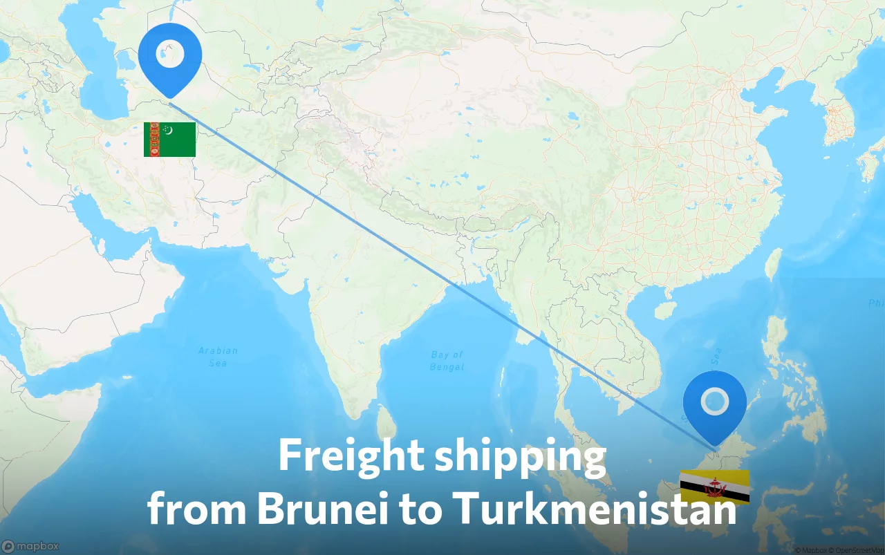 Shipping route from Brunei to Turkmenistan