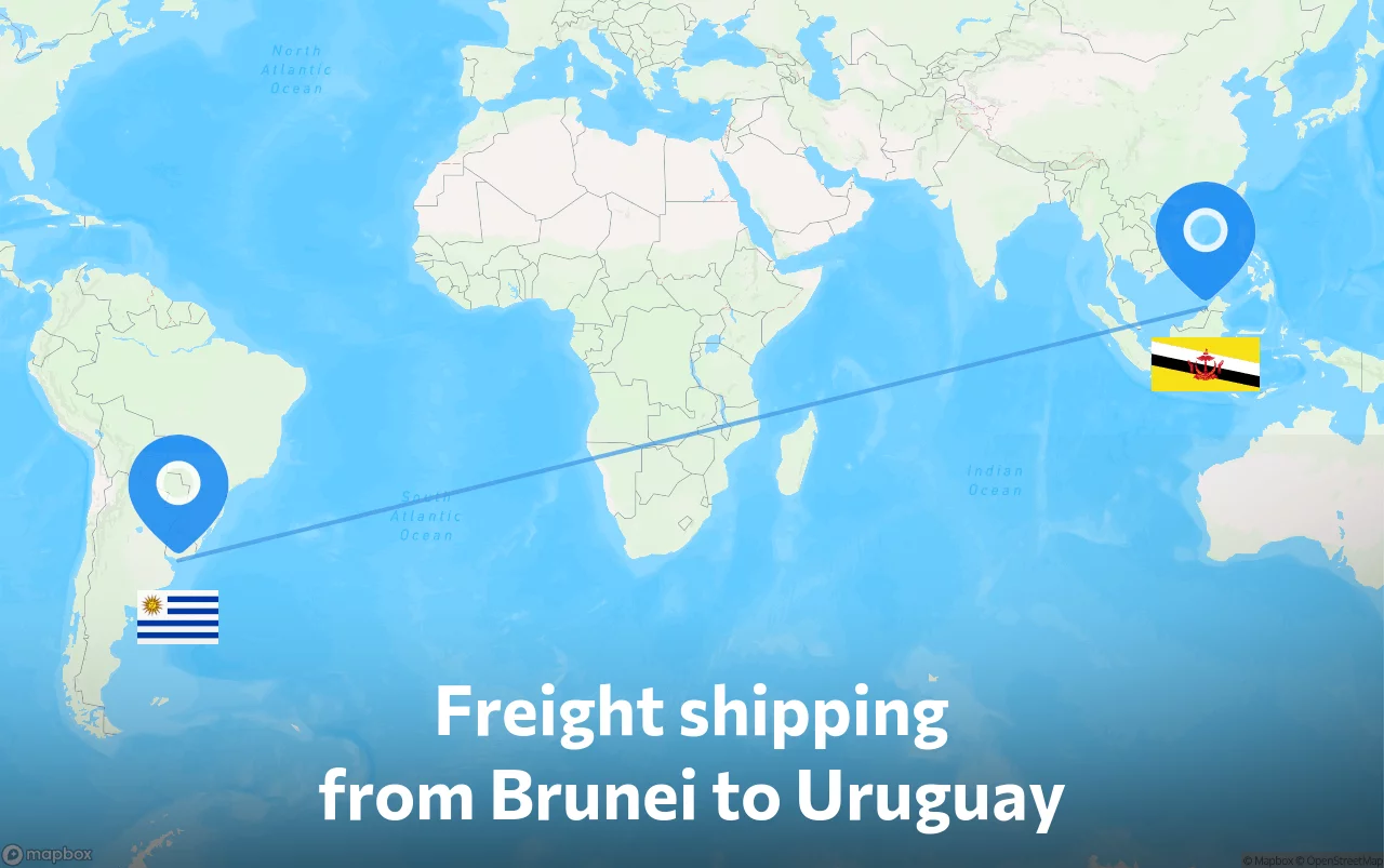 Shipping route from Brunei to Uruguay