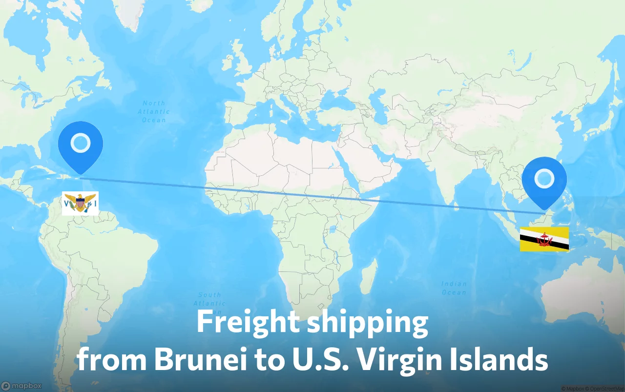 Shipping route from Brunei to U.S. Virgin Islands