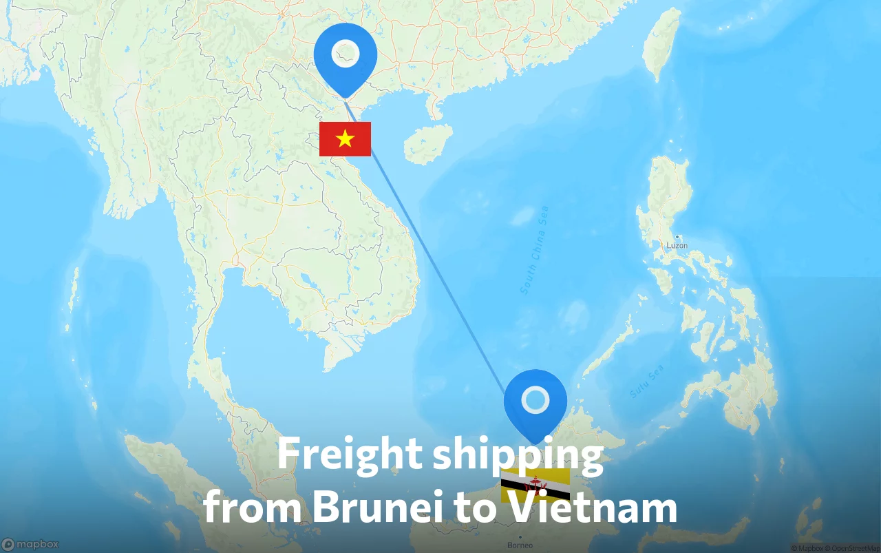 Shipping route from Brunei to Vietnam