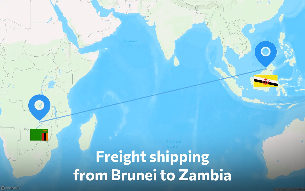 Shipping route from Brunei to Zambia