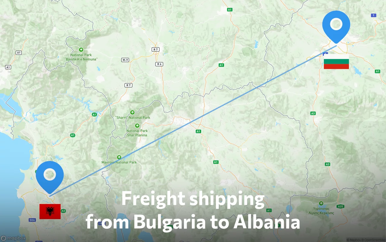 Shipping route from Bulgaria to Albania