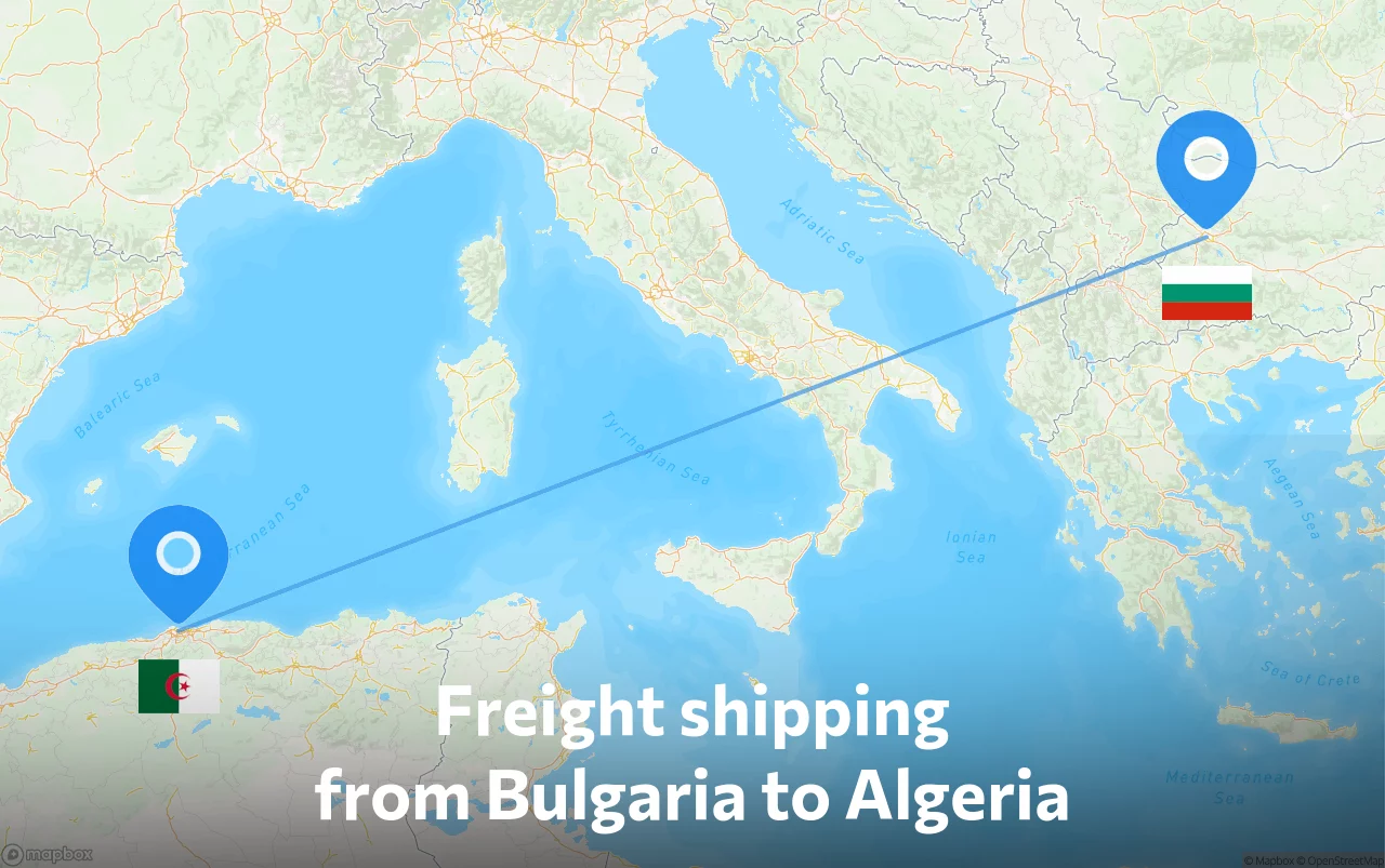 Shipping route from Bulgaria to Algeria