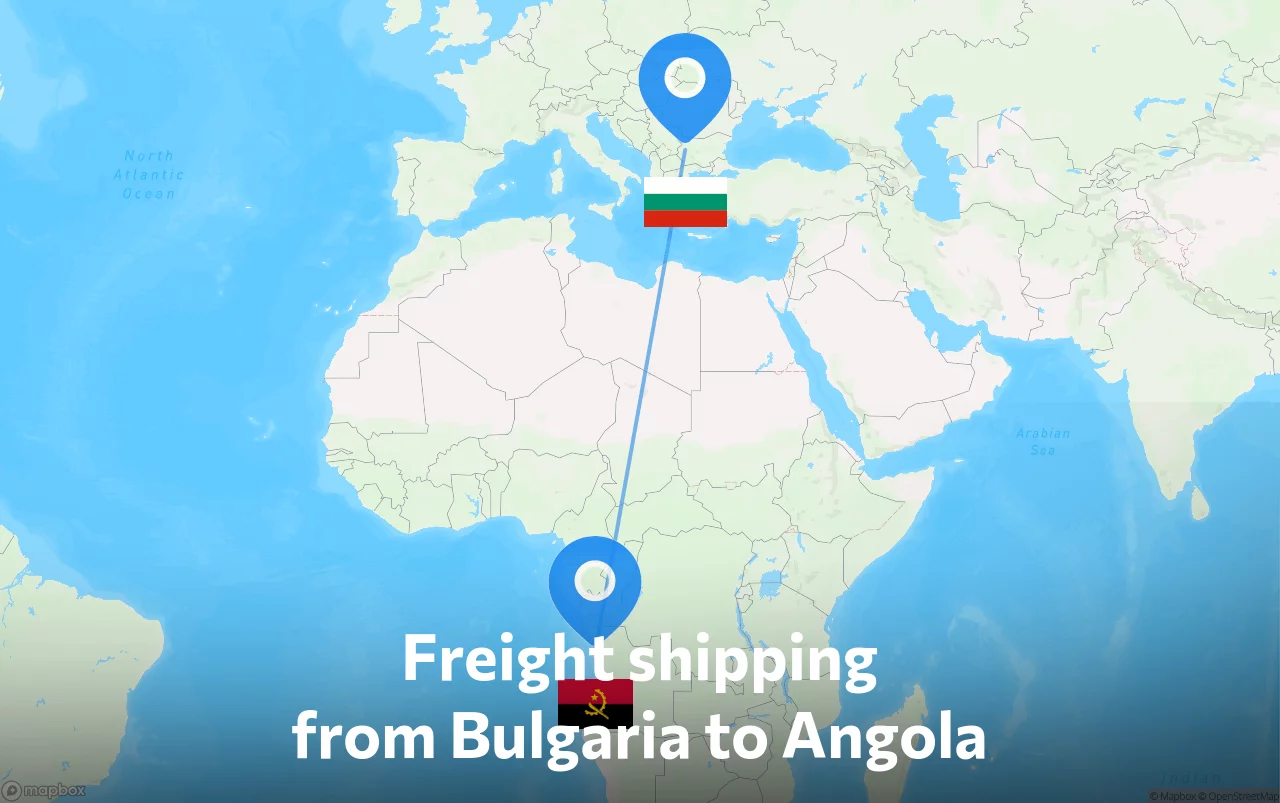 Shipping route from Bulgaria to Angola