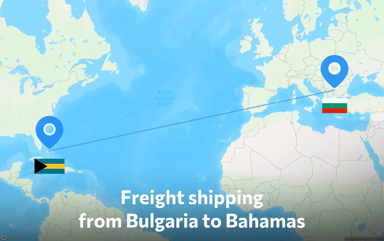 Shipping route from Bulgaria to Bahamas
