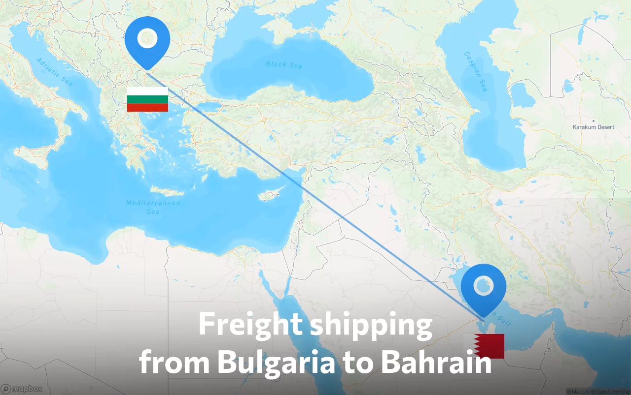 Shipping route from Bulgaria to Bahrain
