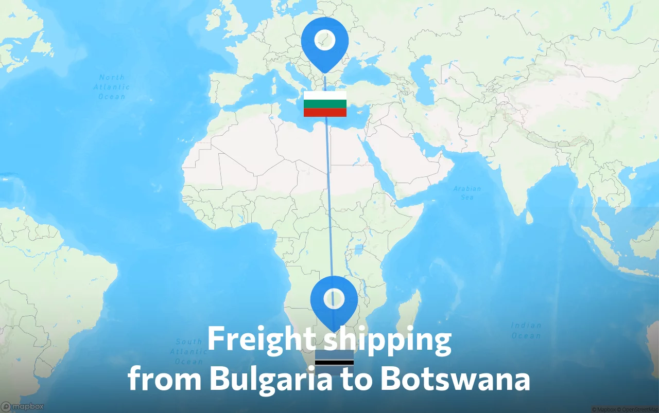 Shipping route from Bulgaria to Botswana