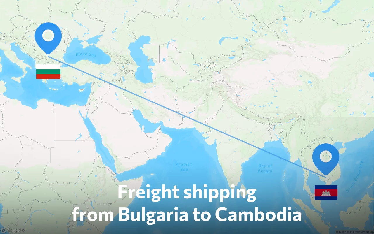 Shipping route from Bulgaria to Cambodia