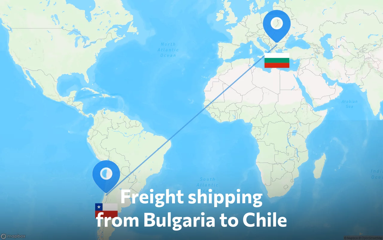 Shipping route from Bulgaria to Chile