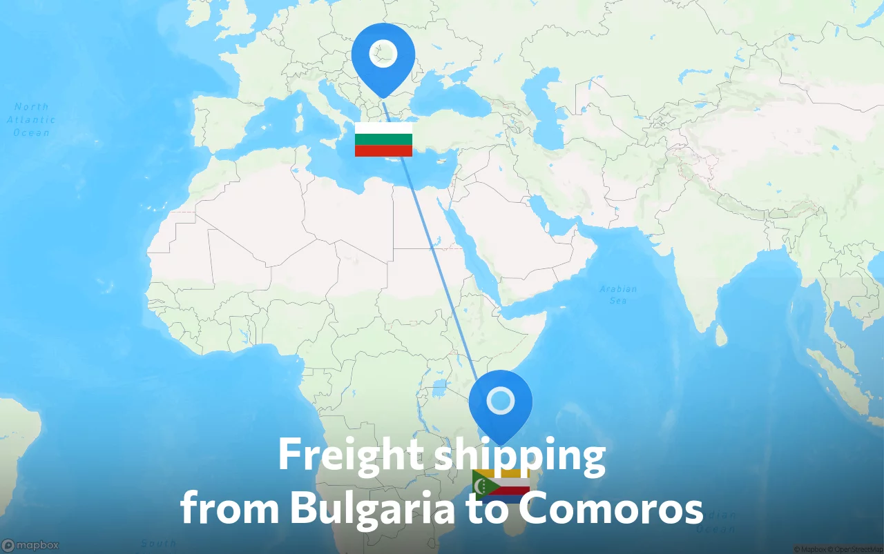 Shipping route from Bulgaria to Comoros