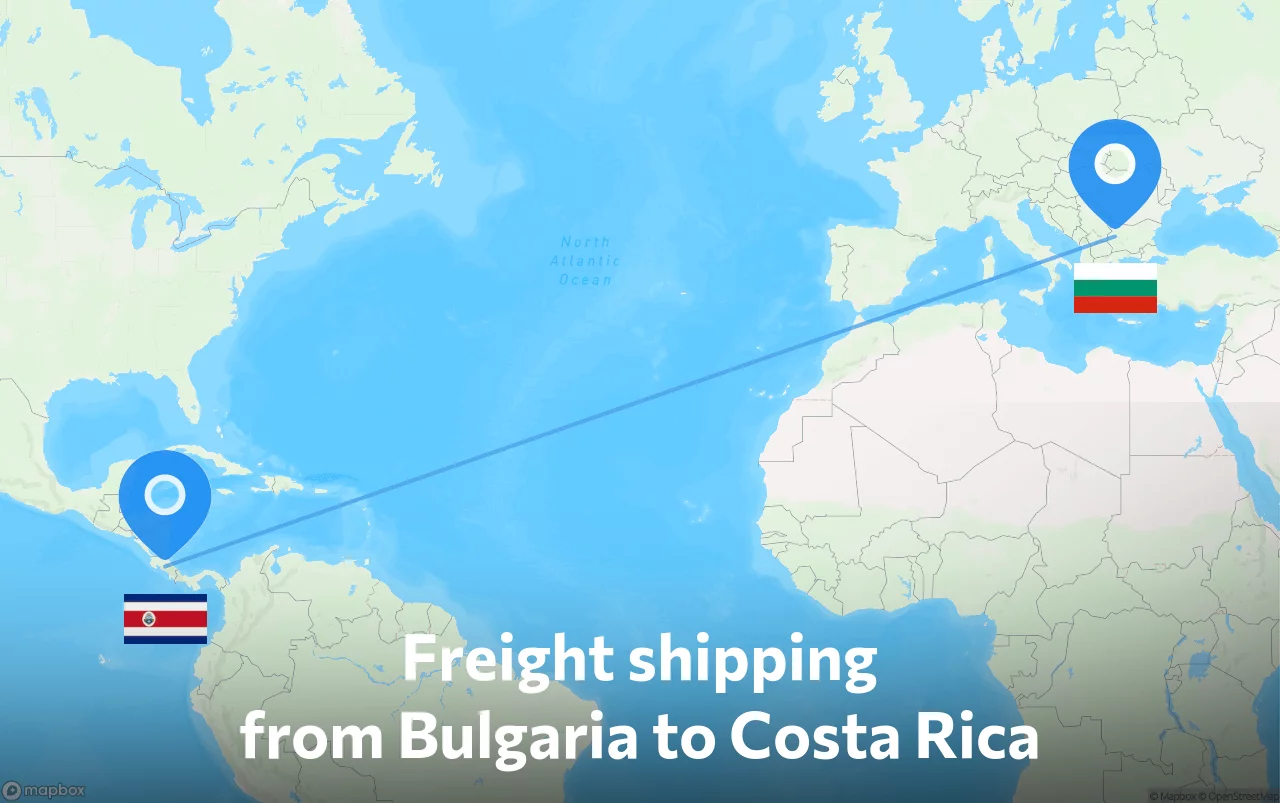 Shipping route from Bulgaria to Costa Rica