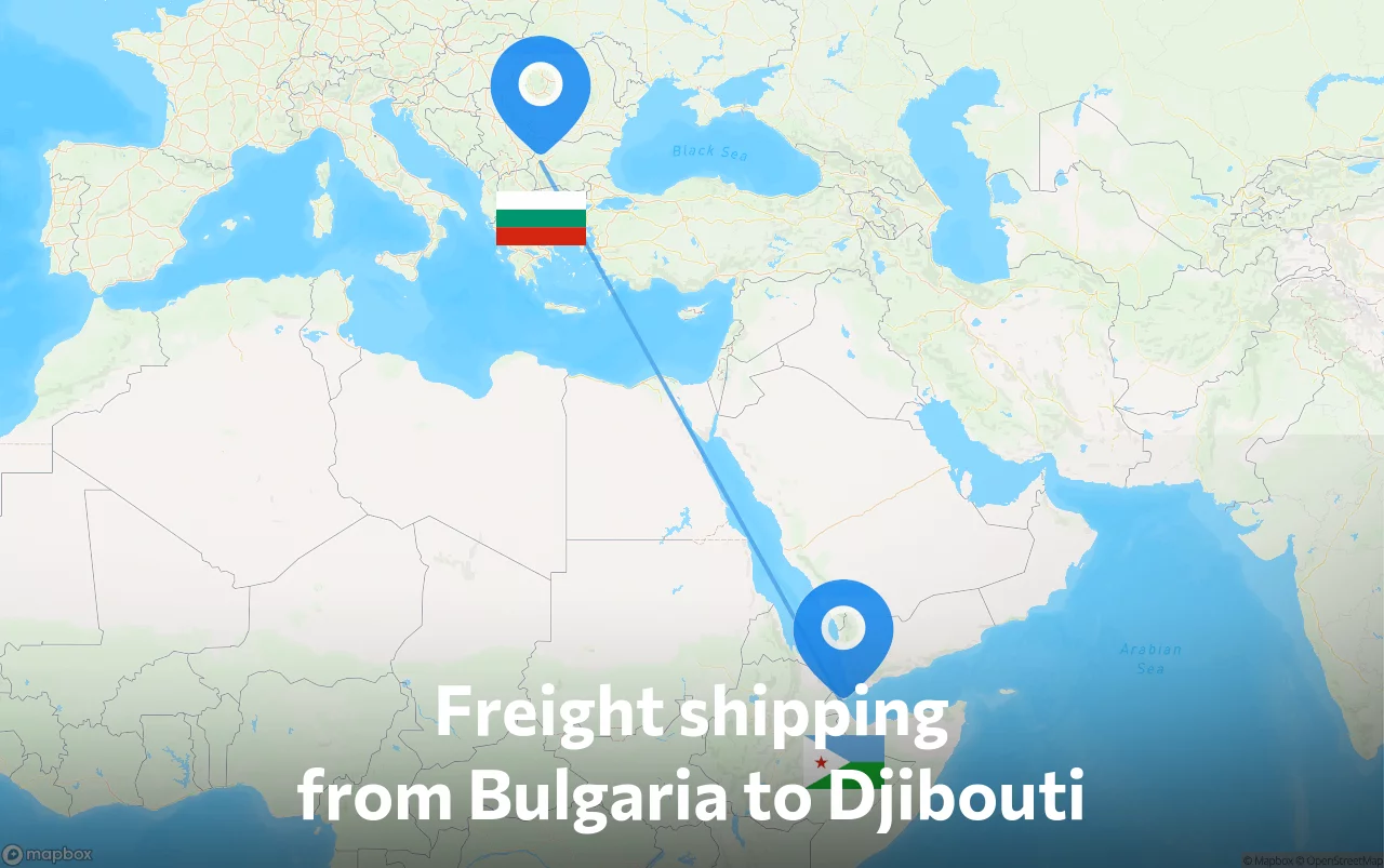 Shipping route from Bulgaria to Djibouti