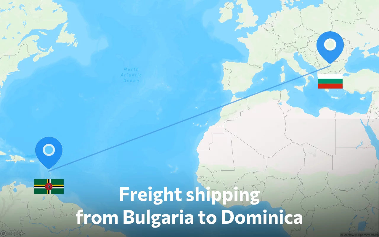Shipping route from Bulgaria to Dominica