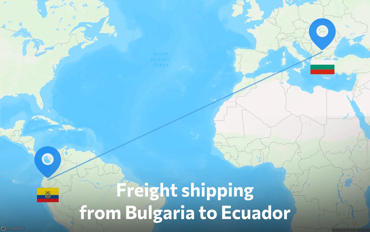 Shipping route from Bulgaria to Ecuador