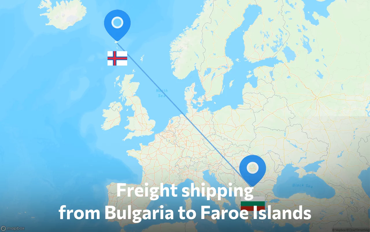 Shipping route from Bulgaria to Faroe Islands