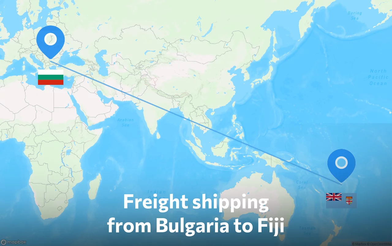 Shipping route from Bulgaria to Fiji