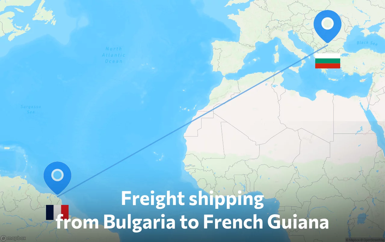 Shipping route from Bulgaria to French Guiana