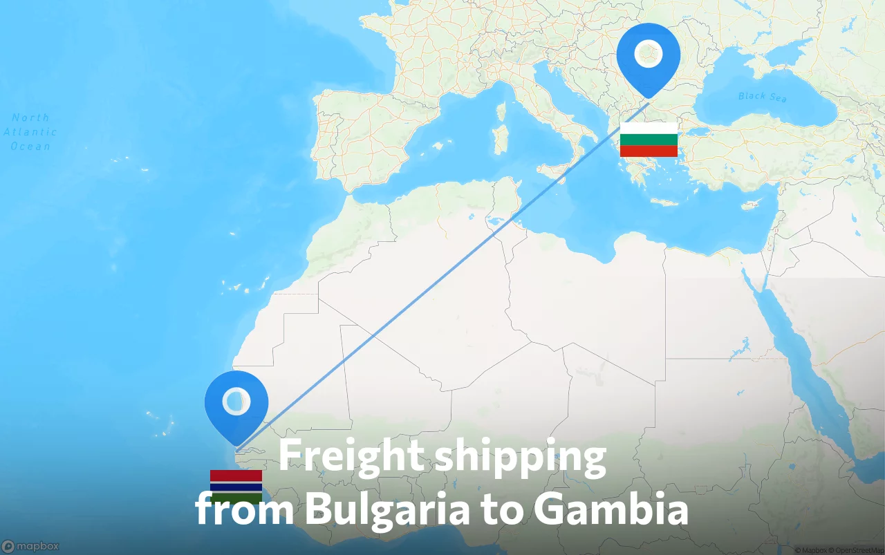 Shipping route from Bulgaria to Gambia