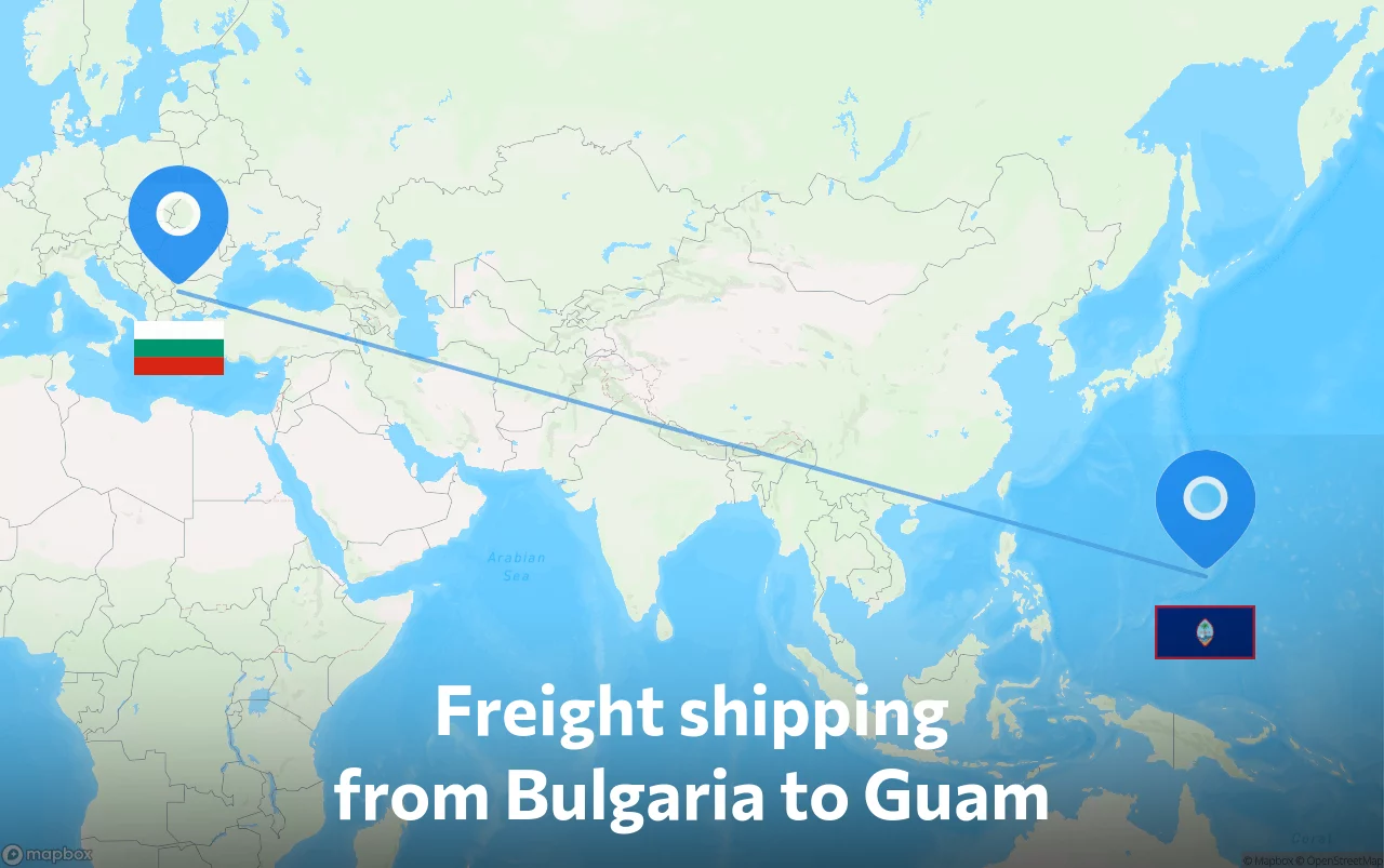 Shipping route from Bulgaria to Guam